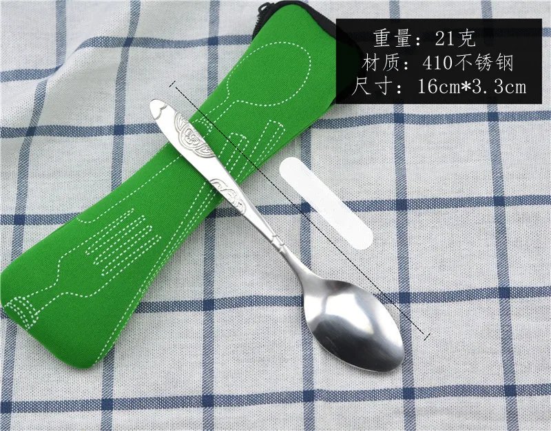 3Pcs/4Pcs/7Pcs Set Dinnerware Portable Printed Knifes Fork Spoon Stainless Steel Family Camping Steak Cutlery Tableware with Bag