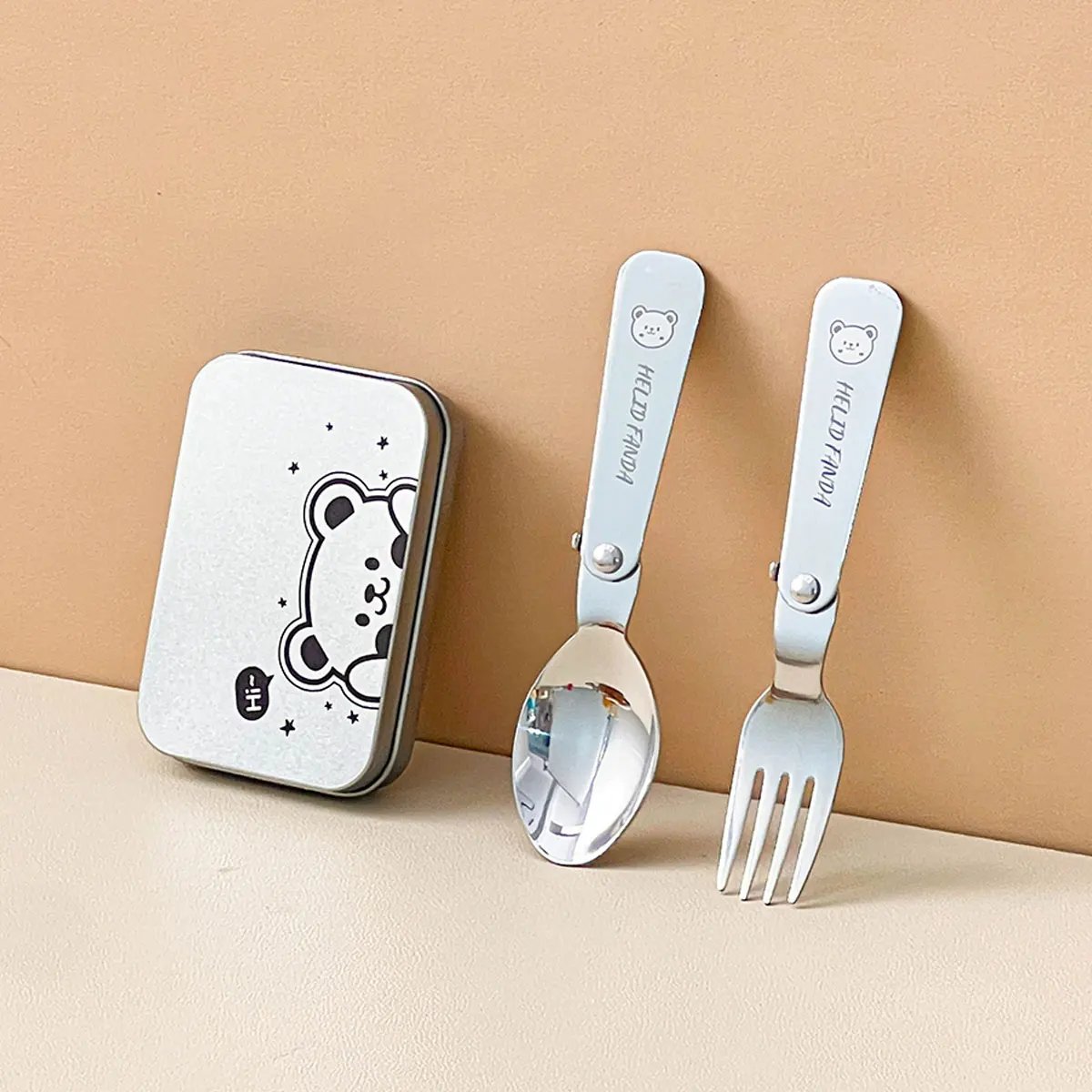 WORTHBUY 3Pcs/Set Portable Foldable Dinnerware Set 304 Stainless Steel Folding Fork Spoon With Cutlery Box Cute Picnic Tableware WORTHBUY 3Pcs/Set Portable Foldable Dinnerware Set 304 Stainless Steel Folding Fork Spoon With Cutlery Box Cute Picnic Tableware