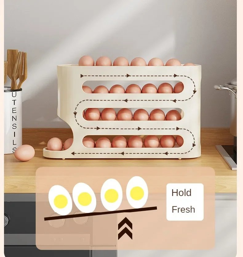2-4-layer Slide Egg Storage Box Ladder Style Egg Box Storage Refrigerator Side Door Large Capacity Automatic Egg Rolling Machine