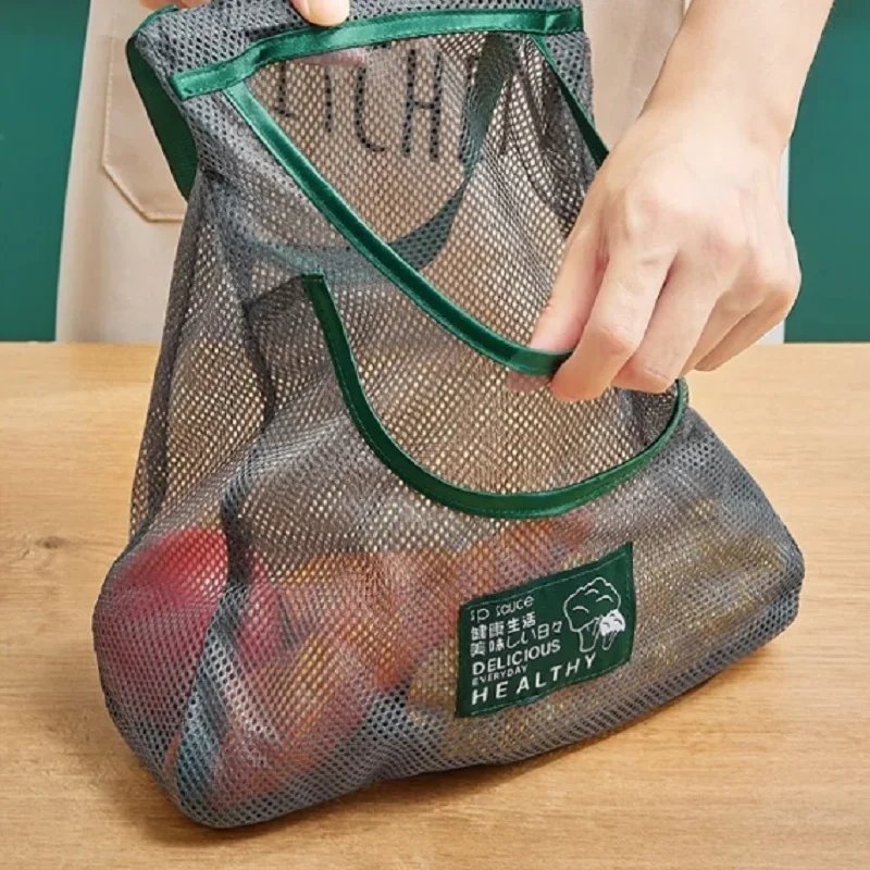 Reusable Storage Bags Kitchen Hanging Mesh Bag Home Fruit And Vegetable Storage Net Bag For Ginger Garlic Potatoes Onions