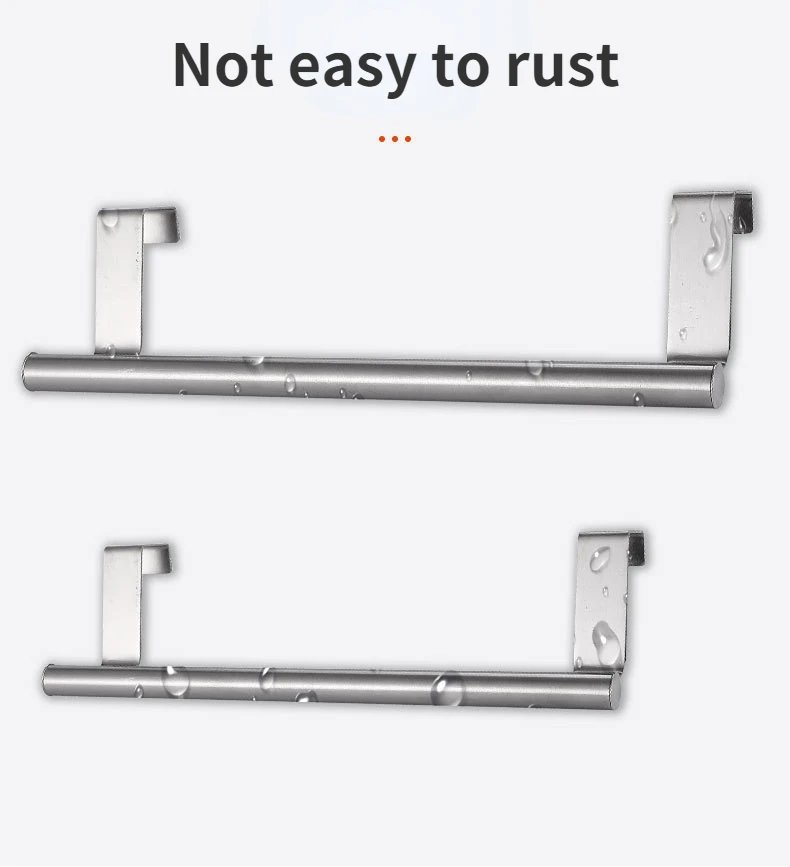 1/2Pcs Towel Rack Over Door Towel Bar Hanging Holder Stainless Steel Bathroom Kitchen Cabinet White Black Towel Rag Shelf Hanger