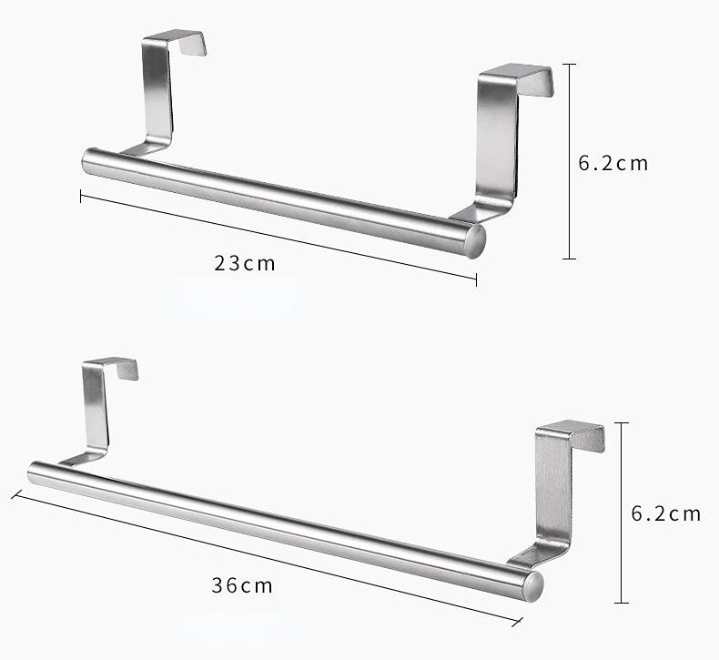 1/2Pcs Towel Rack Over Door Towel Bar Hanging Holder Stainless Steel Bathroom Kitchen Cabinet White Black Towel Rag Shelf Hanger