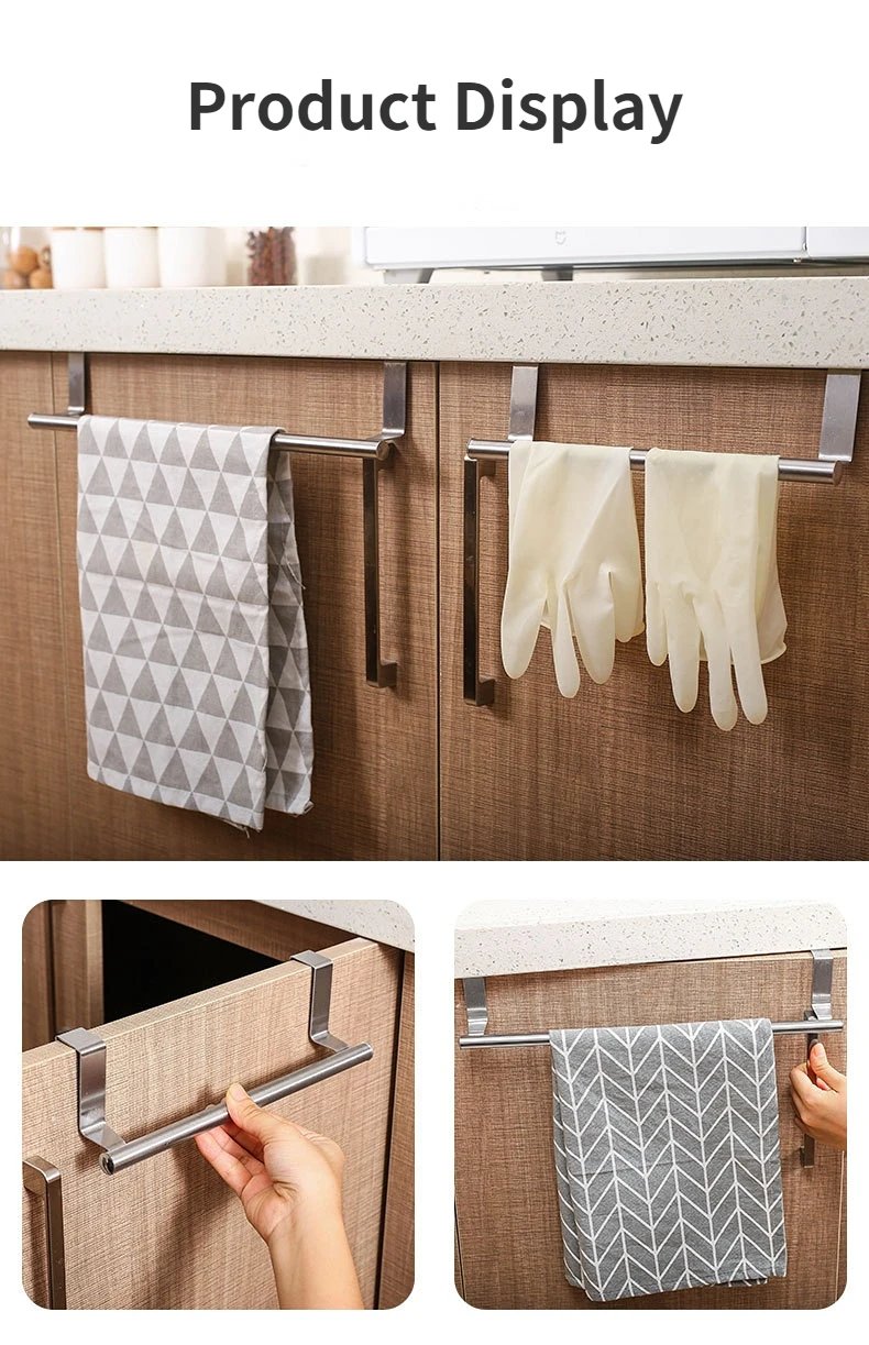 1/2Pcs Towel Rack Over Door Towel Bar Hanging Holder Stainless Steel Bathroom Kitchen Cabinet White Black Towel Rag Shelf Hanger