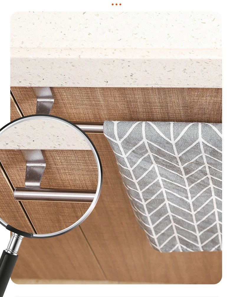 1/2Pcs Towel Rack Over Door Towel Bar Hanging Holder Stainless Steel Bathroom Kitchen Cabinet White Black Towel Rag Shelf Hanger