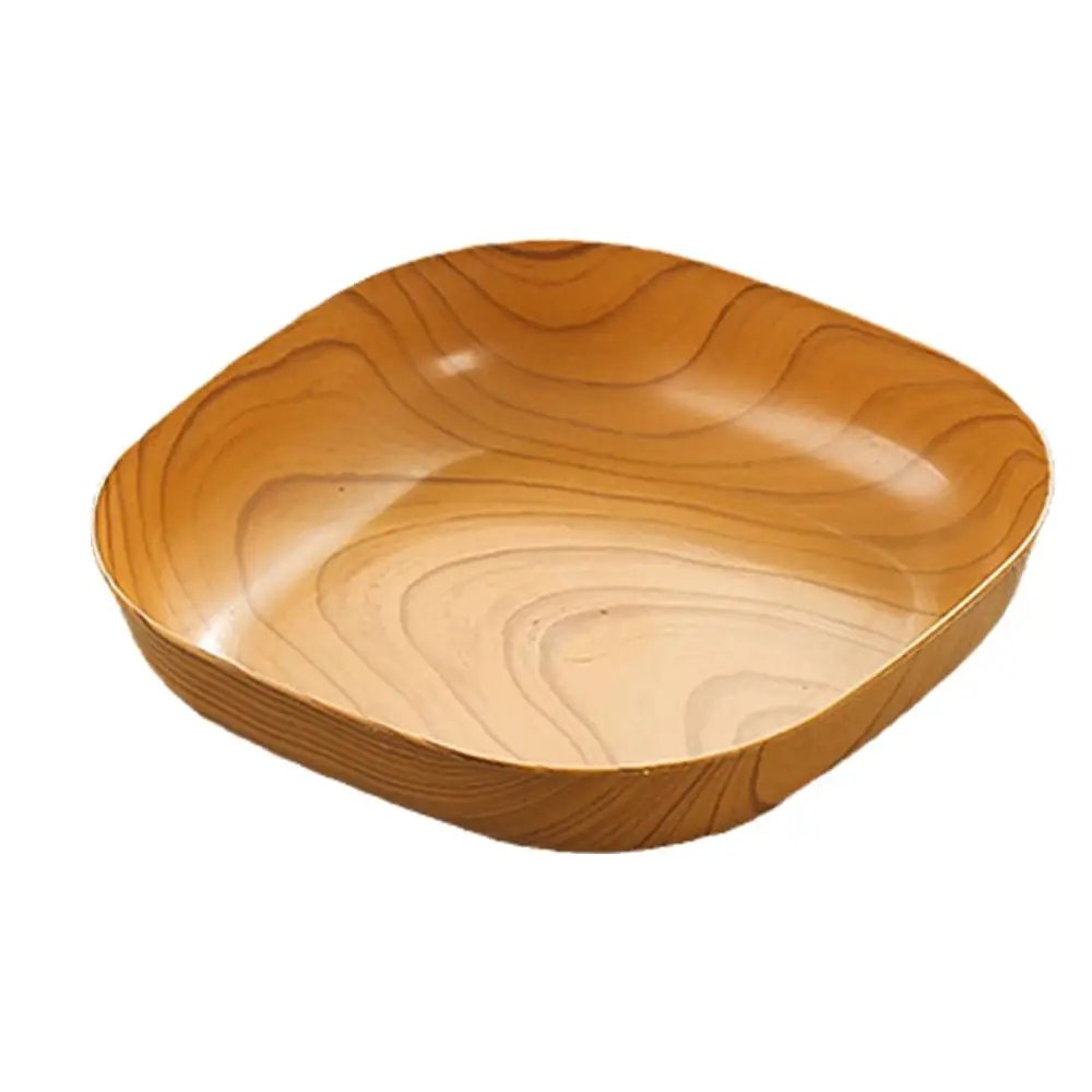 10PCS Japanese-style Plastic Dish Multifunctional Simple Imitation Wood Grain Bone Spitting Dish Household Food Grade Fruit Bowl