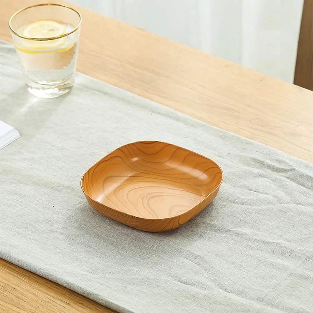 10PCS Japanese-style Plastic Dish Multifunctional Simple Imitation Wood Grain Bone Spitting Dish Household Food Grade Fruit Bowl