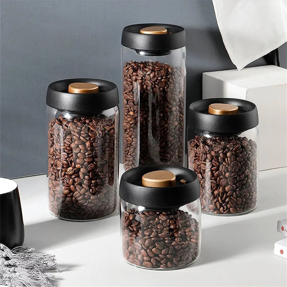 Coffee Beans Vacuum Sealed Tank Household Glass Food Storage Tank For Moisture-proof Air Extraction Transparent Tea Storage TanK Coffee Beans Vacuum Sealed Tank Household Glass Food Storage Tank For Moisture-proof Air Extraction Transparent Tea Storage TanK