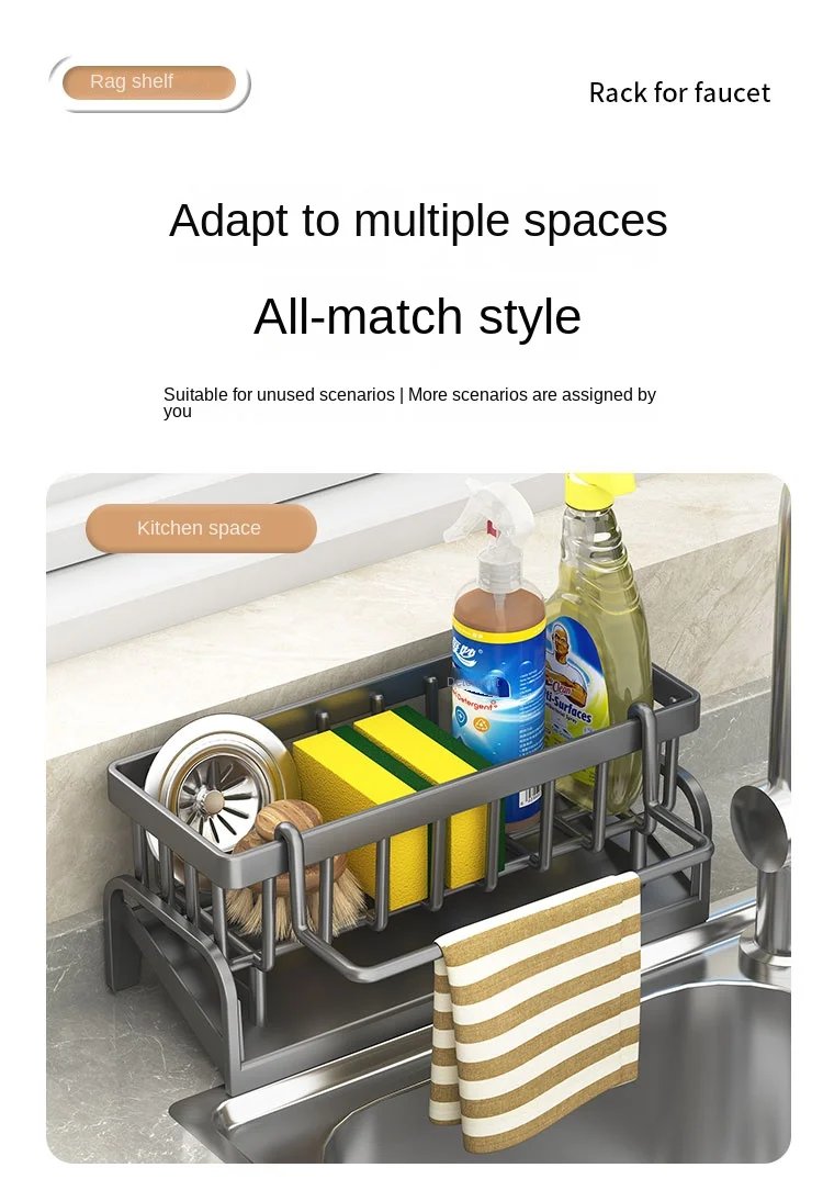 Kitchen Shelf Cleaning Cloth Storage Draining Rack Household Detergent Sponge Rack Water Sink Water Sink Water Sink Artifact Kitchen Shelf Cleaning Cloth Storage Draining Rack Household Detergent Sponge Rack Water Sink Water Sink Water Sink Artifact