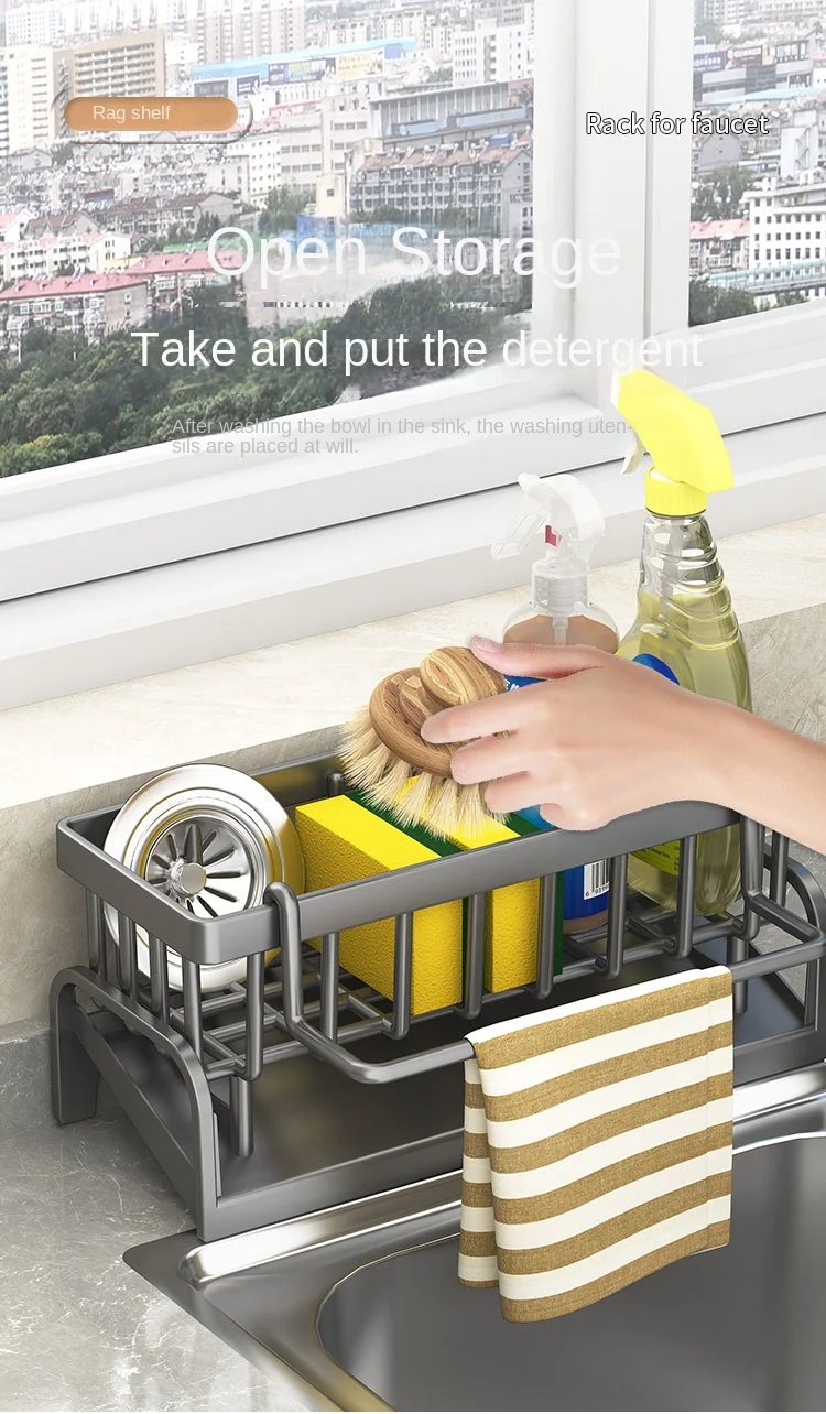 Kitchen Shelf Cleaning Cloth Storage Draining Rack Household Detergent Sponge Rack Water Sink Water Sink Water Sink Artifact Kitchen Shelf Cleaning Cloth Storage Draining Rack Household Detergent Sponge Rack Water Sink Water Sink Water Sink Artifact