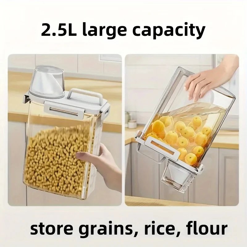1PC sealed storage container 2.5L portable food storage box with lid suitable for storing grains, flour, rice in the kitchen