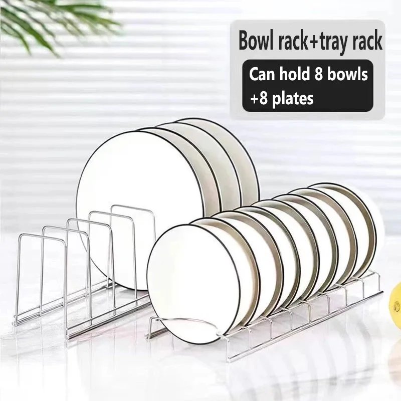 Stainless steel bowl and dish storage artifact, desktop drain rack, kitchen storage rack, bowl and dish storage bracket
