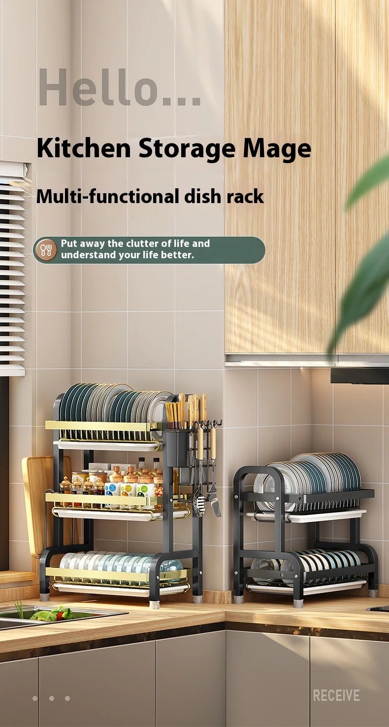 Kitchen storage rack, bowl and dish storage rack, drain rack, household multifunctional bowl and chopstick rack storage box