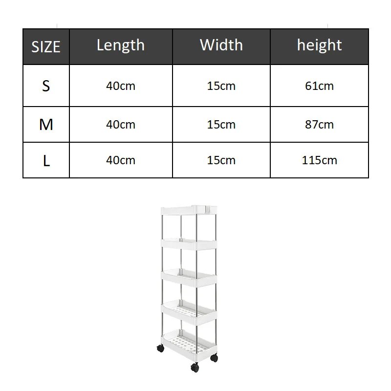 1pcs Rolling Utility Cart Storage Shelf Movable Gap Storage Rack Kitchen Bathroom Slim Slide Organizer Shelf Livingroom