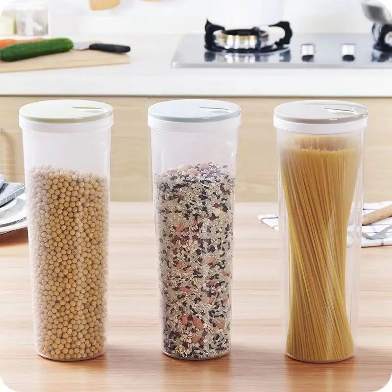 1pc Noodles Sealed Can Food Storage Spaghetti Noodle Pasta Container With Locking Lid Food Grade Plastic Kitchen Storage