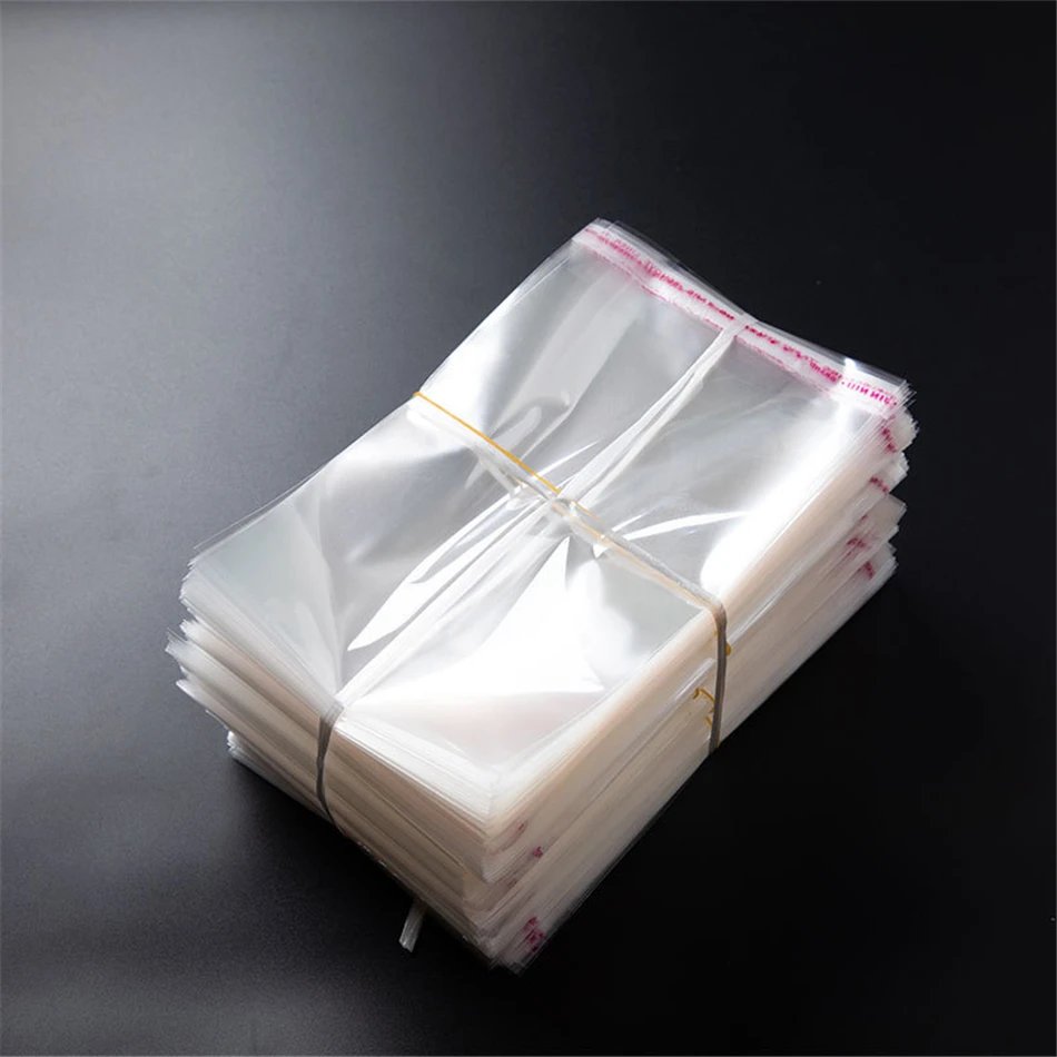 TETP 100Pcs 5Wires Clear Self Adhesive Bag Resealable Waterproof Gift Food Candy Pacakging OPP Plastic Bag Cellophane Storage