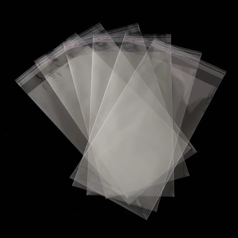 TETP 100Pcs 5Wires Clear Self Adhesive Bag Resealable Waterproof Gift Food Candy Pacakging OPP Plastic Bag Cellophane Storage