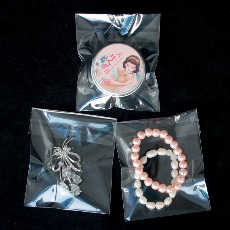 TETP 100Pcs 5Wires Clear Self Adhesive Bag Resealable Waterproof Gift Food Candy Pacakging OPP Plastic Bag Cellophane Storage