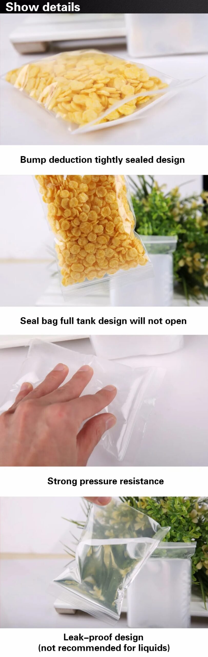 100 Pcs/Pack Small Zip Lock Plastic Bags Reclosable Transparent Bag Shoe Bag Vacuum Storage Bag Poly Clear Bags Thickness 0.05mm