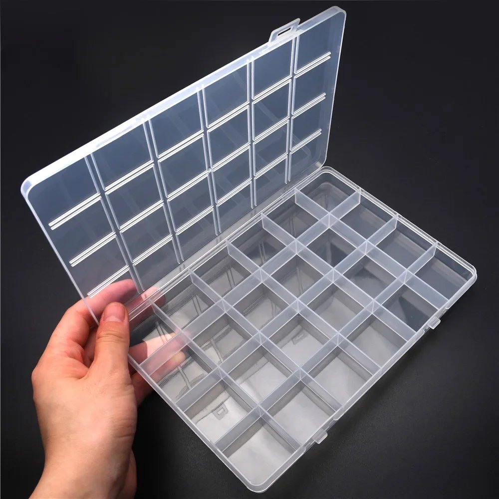 6-32 Compartments Plastic Storage Box Organizer Jewelry Container with Dividers for Beads Art DIY Crafts Sewing Jewelry Supplies