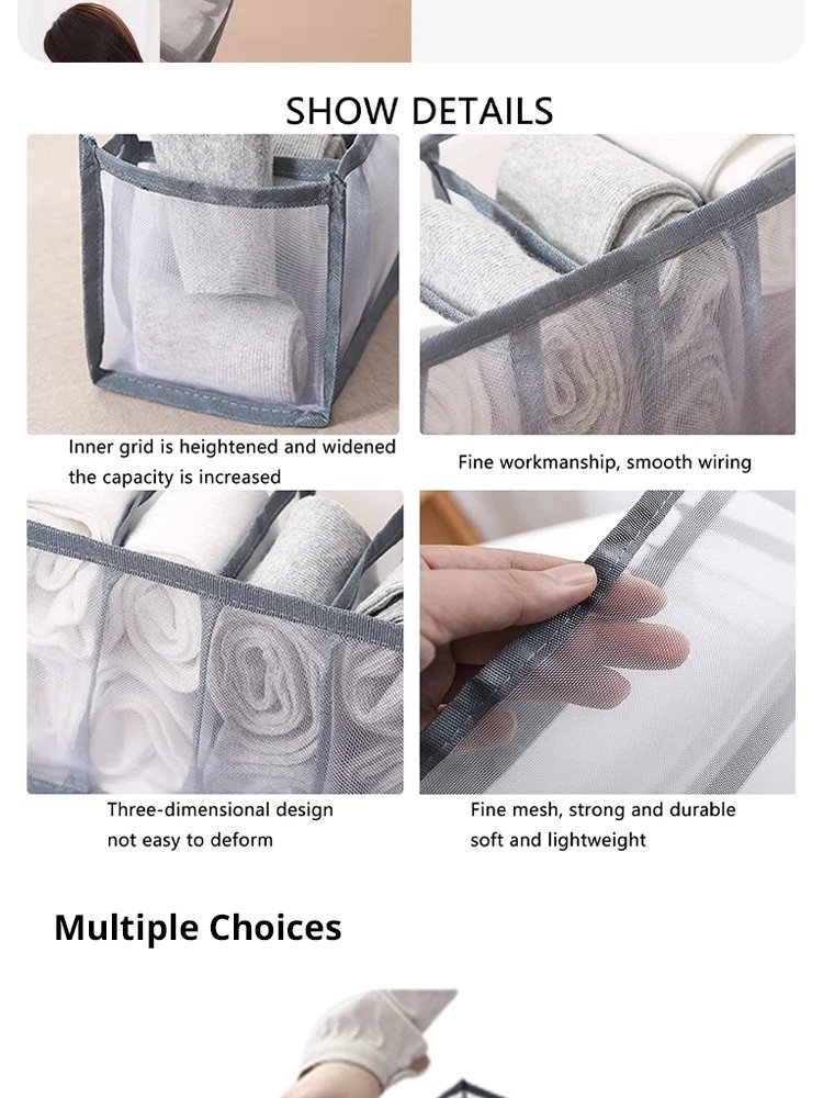 11 Compartment Home Collapsible Underwear Storage Box Nylon Organizing Dormitory Storage Bra Organizing Breathable Mesh Bag