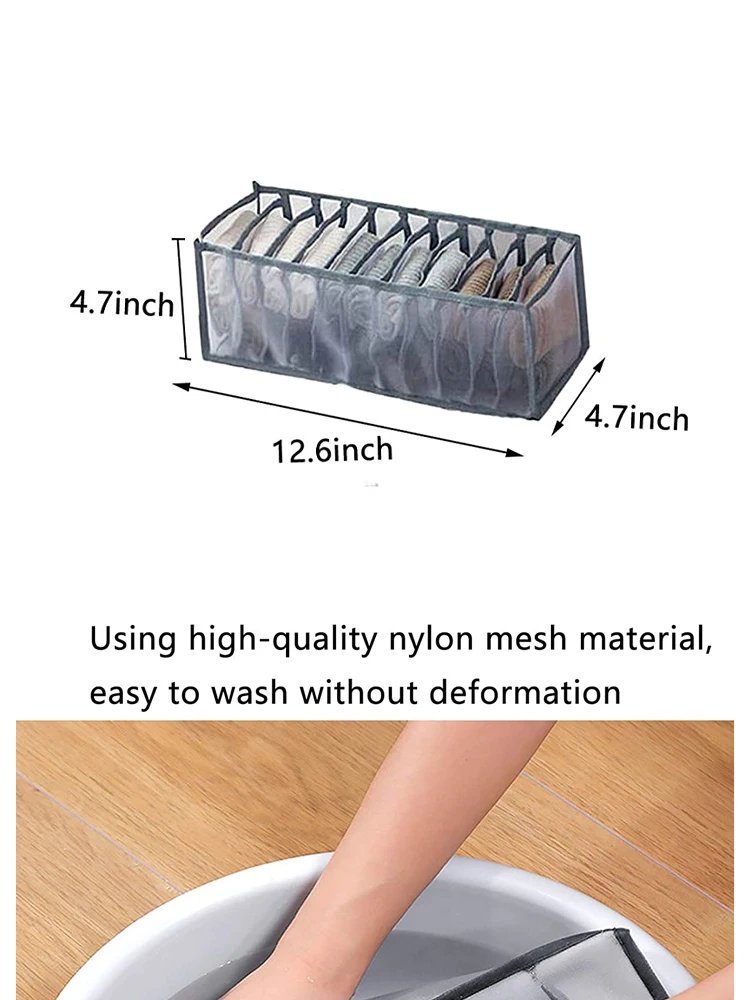 11 Compartment Home Collapsible Underwear Storage Box Nylon Organizing Dormitory Storage Bra Organizing Breathable Mesh Bag