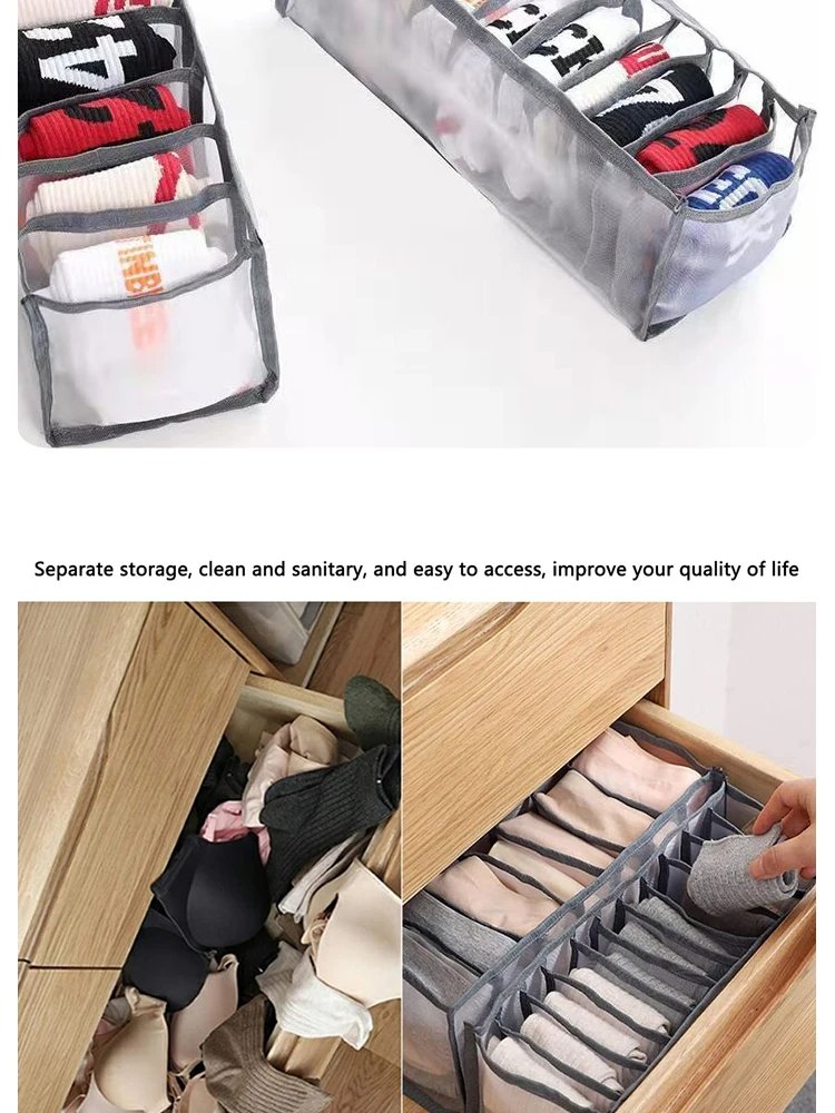 11 Compartment Home Collapsible Underwear Storage Box Nylon Organizing Dormitory Storage Bra Organizing Breathable Mesh Bag