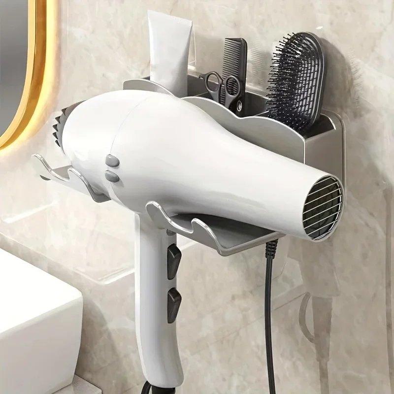 1pc Hair dryer storage rack, non perforated bathroom wall mounted bracket, bathroom air duct storage 1pc Hair dryer storage rack, non perforated bathroom wall mounted bracket, bathroom air duct storage