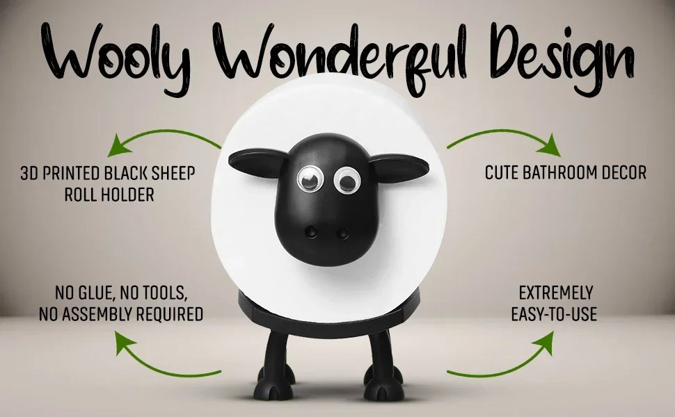 1/3PCS Funny Sheep Toilet Paper Holder 3D Printed Black Loo Roll Stand - Free Standing Bathroom Decor Humorous Gift for Home 1/3PCS Funny Sheep Toilet Paper Holder 3D Printed Black Loo Roll Stand - Free Standing Bathroom Decor Humorous Gift for Home