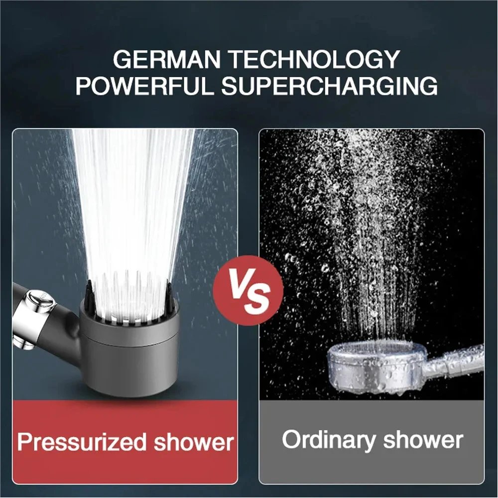 High-pressure Shower Head 3-mode Adjustable Spray with Massage Brush Filter Rain Faucet Bathroom Accessories