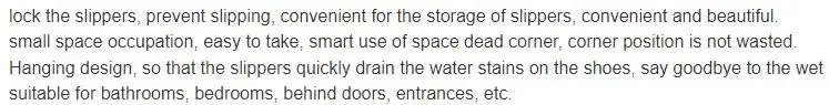 Non Perforated Simple Shoe Storage Rack Bathroom Door with Drainage on The Back Wall Bathroom Slipper Rack Wall Mounted Hook