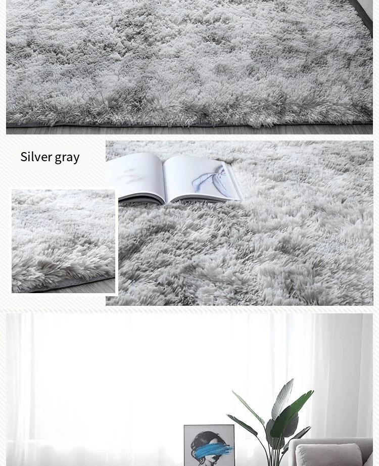 VIKAMA Ultra Soft Shaggy Round Rug Pad Fluffy White Carpet Living Room Home Decor Bedroom Kids Room Salon Thick Pile Carpet