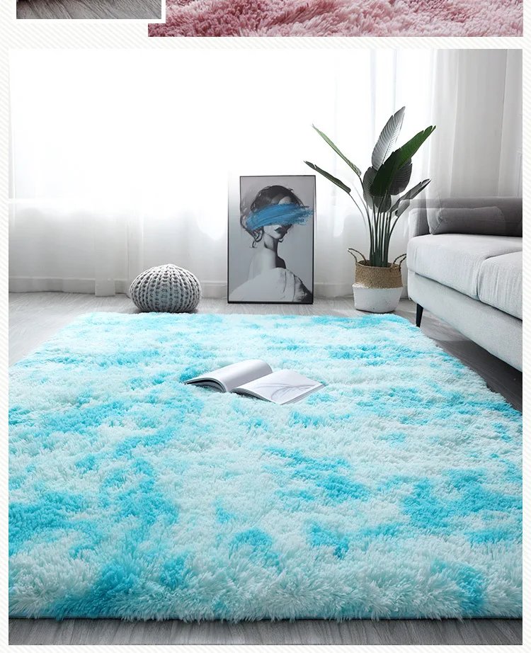 VIKAMA Ultra Soft Shaggy Round Rug Pad Fluffy White Carpet Living Room Home Decor Bedroom Kids Room Salon Thick Pile Carpet