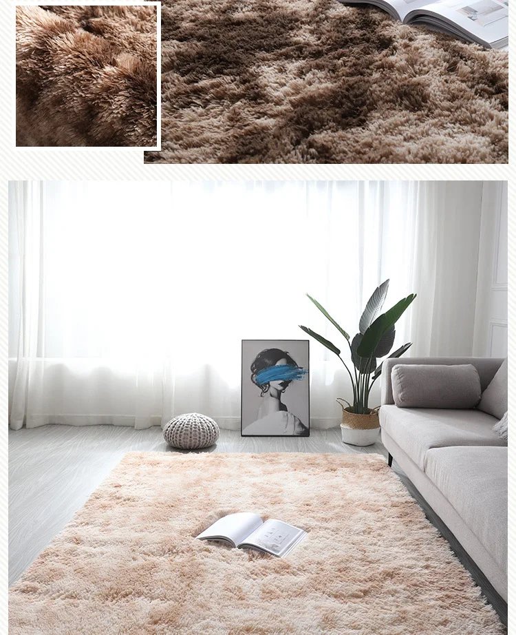VIKAMA Ultra Soft Shaggy Round Rug Pad Fluffy White Carpet Living Room Home Decor Bedroom Kids Room Salon Thick Pile Carpet