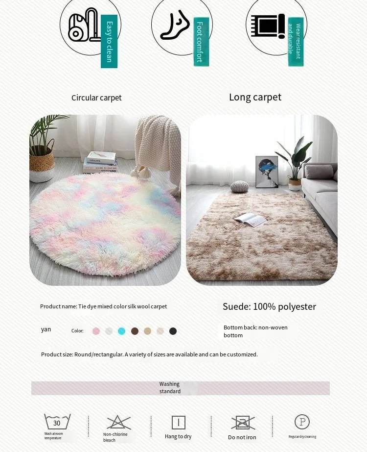 VIKAMA Ultra Soft Shaggy Round Rug Pad Fluffy White Carpet Living Room Home Decor Bedroom Kids Room Salon Thick Pile Carpet