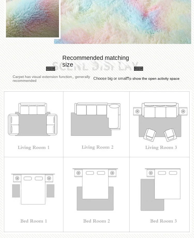 VIKAMA Ultra Soft Shaggy Round Rug Pad Fluffy White Carpet Living Room Home Decor Bedroom Kids Room Salon Thick Pile Carpet