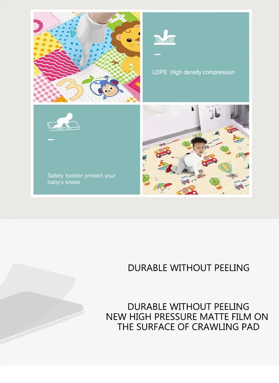 Foldable Baby Play Mat Children's Double-sided Pattern Protection Non-slip Activity Carpet Children's Educational Activity Mat