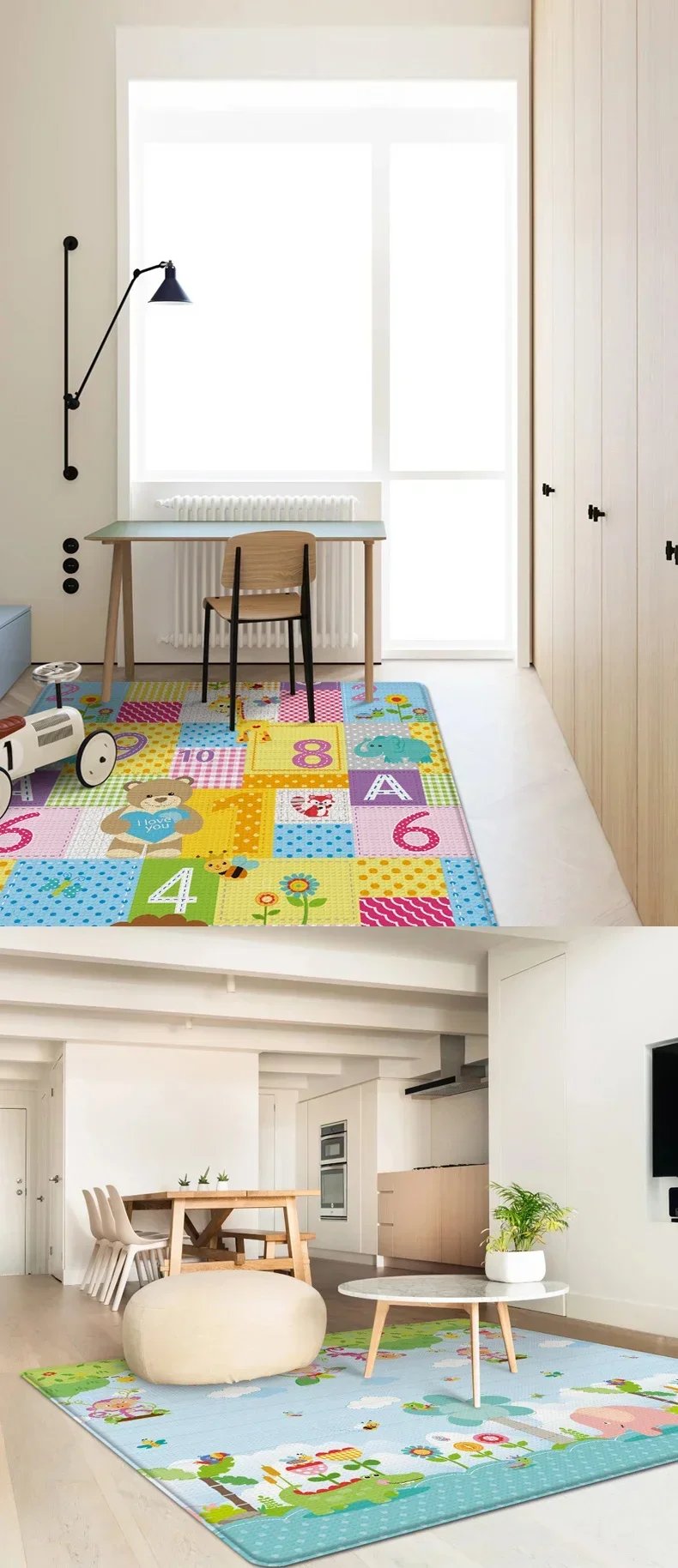 Foldable Baby Play Mat Children's Double-sided Pattern Protection Non-slip Activity Carpet Children's Educational Activity Mat