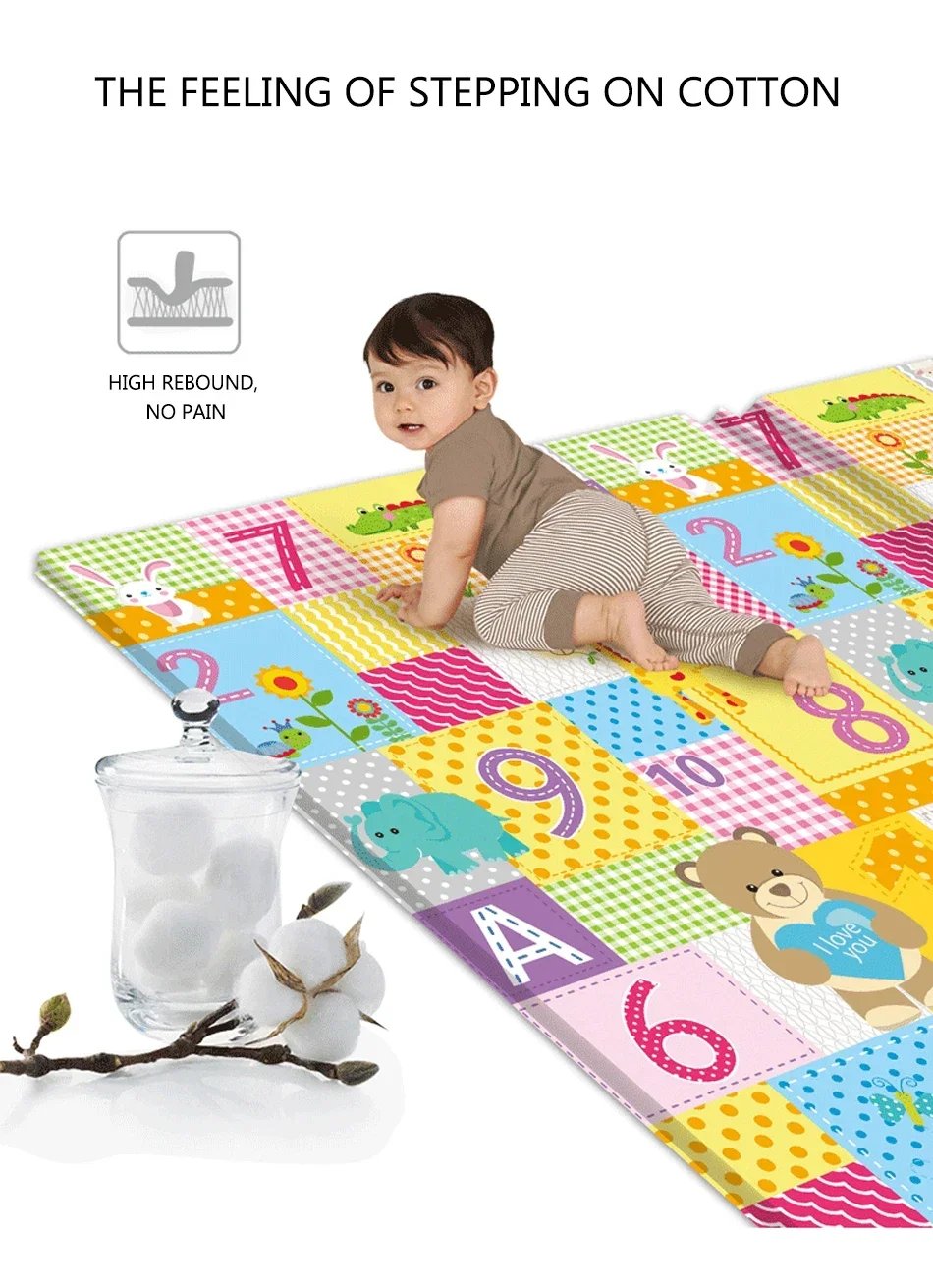Foldable Baby Play Mat Children's Double-sided Pattern Protection Non-slip Activity Carpet Children's Educational Activity Mat