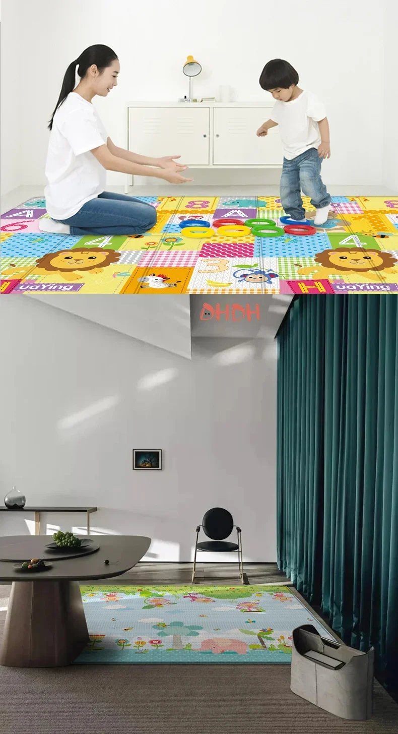 Foldable Baby Play Mat Children's Double-sided Pattern Protection Non-slip Activity Carpet Children's Educational Activity Mat