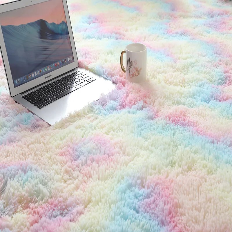 White Fluffy Hall Carpet Modern Living Room Bedroom Home Decor Large Mats Thickened Non-Slip Girl Children's Room Pink Furry Rug