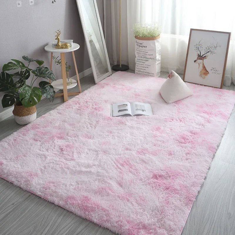 White Fluffy Hall Carpet Modern Living Room Bedroom Home Decor Large Mats Thickened Non-Slip Girl Children's Room Pink Furry Rug