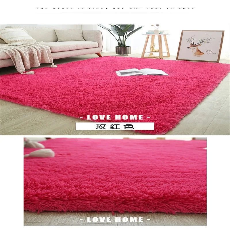 White Fluffy Hall Carpet Modern Living Room Bedroom Home Decor Large Mats Thickened Non-Slip Girl Children's Room Pink Furry Rug
