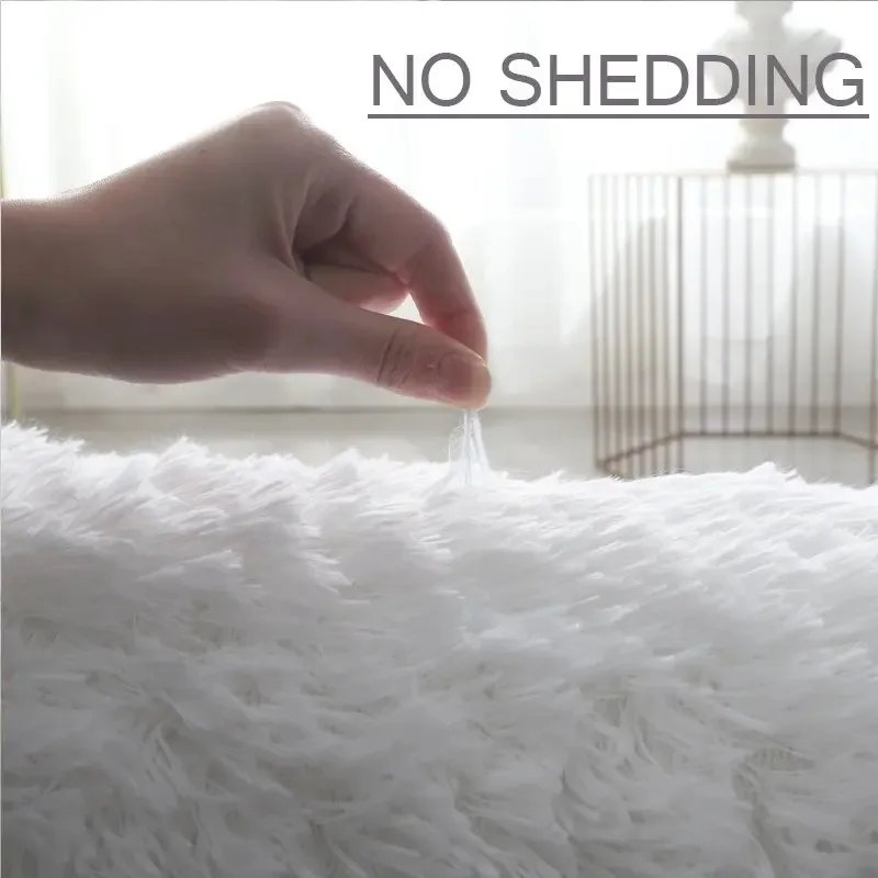 White Fluffy Hall Carpet Modern Living Room Bedroom Home Decor Large Mats Thickened Non-Slip Girl Children's Room Pink Furry Rug