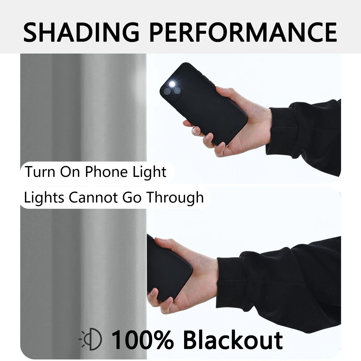 1panel Solid 100% Blackout Curtains with Grommets, Total Privacy Drapes for Bedroom, Living Room, Home Decor