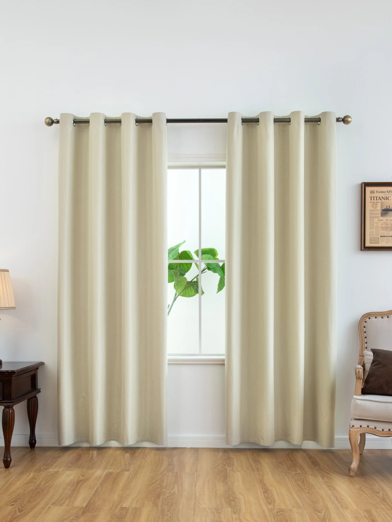 1panel Solid 100% Blackout Curtains with Grommets, Total Privacy Drapes for Bedroom, Living Room, Home Decor