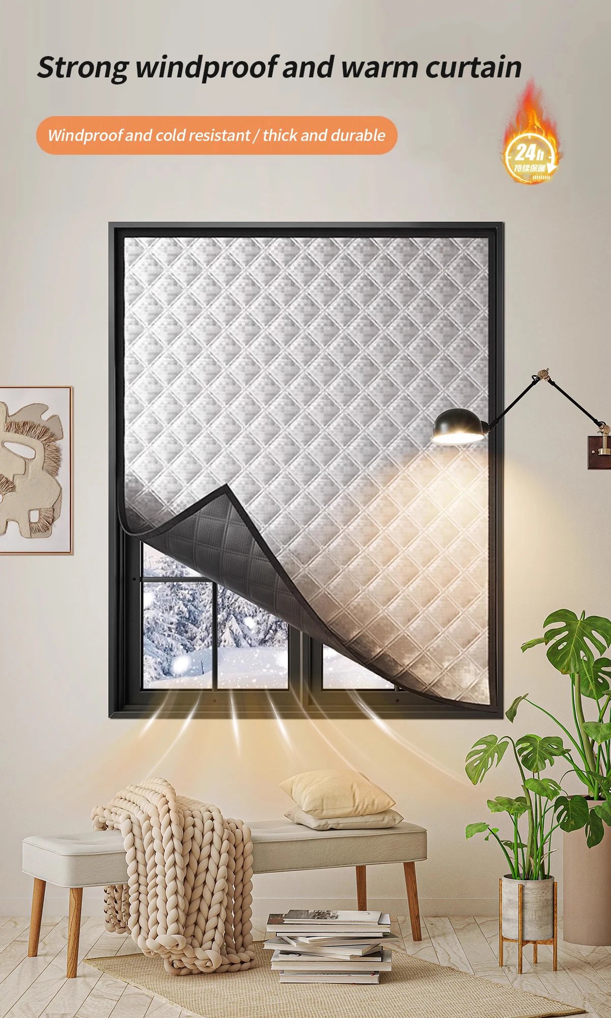 Winter warm curtains, insulated windproof sealed windows, cold proof and insulated, screen windows，Shading, sound insulation