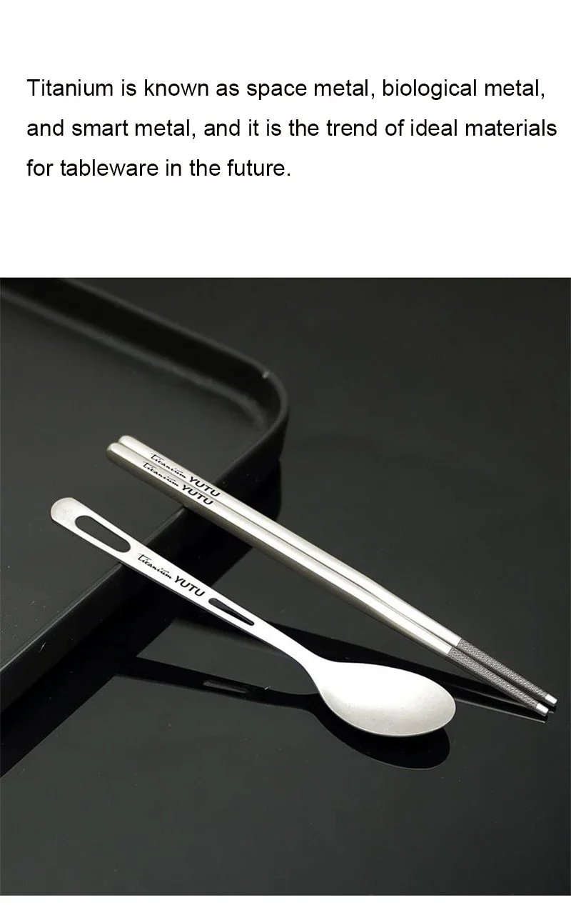 Pure Titanium Tableware Set Outdoor Household Frosted Knife and Fork Spoon Chopsticks Travel Camping Portable Knife and Fork Set