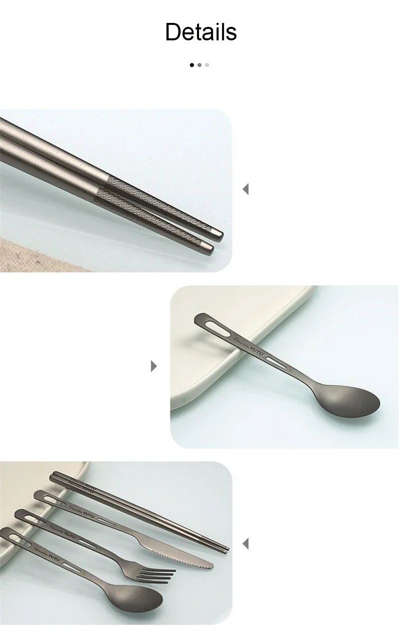 Pure Titanium Tableware Set Outdoor Household Frosted Knife and Fork Spoon Chopsticks Travel Camping Portable Knife and Fork Set