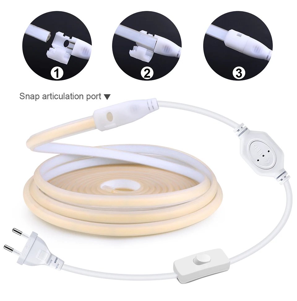 Waterproof Best Under Cabinet Light Kitchen COB LED Light with Button Switch Cord 220V 110V EU / US Plug Strip Lamp for cocina