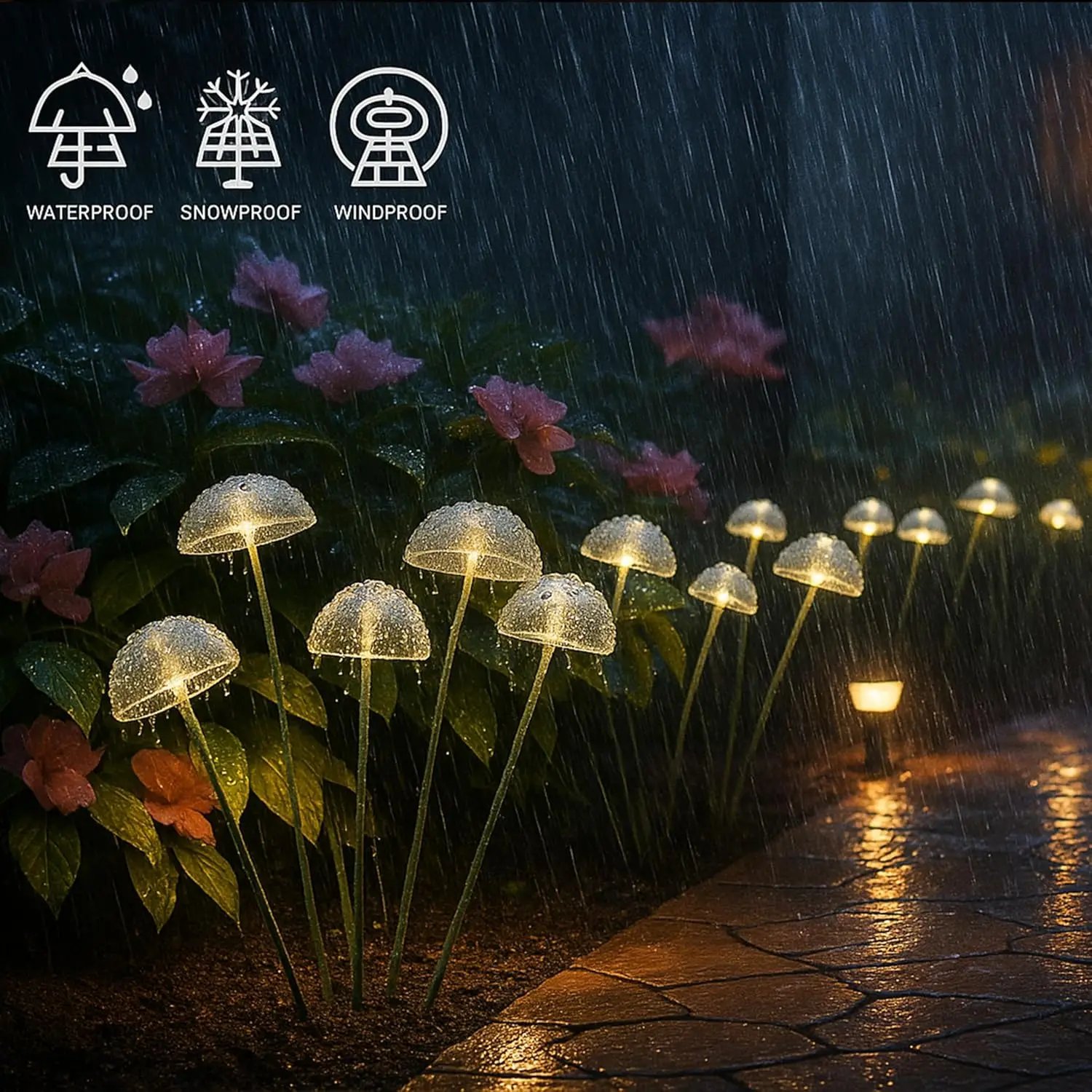 Solar Garden Lights Dual Mode LED Solar Mushroom Lights Waterproof Decor Yard Patio Pathway Jellyfish for Garden Ambiance Solar Garden Lights Dual Mode LED Solar Mushroom Lights Waterproof Decor Yard Patio Pathway Jellyfish for Garden Ambiance